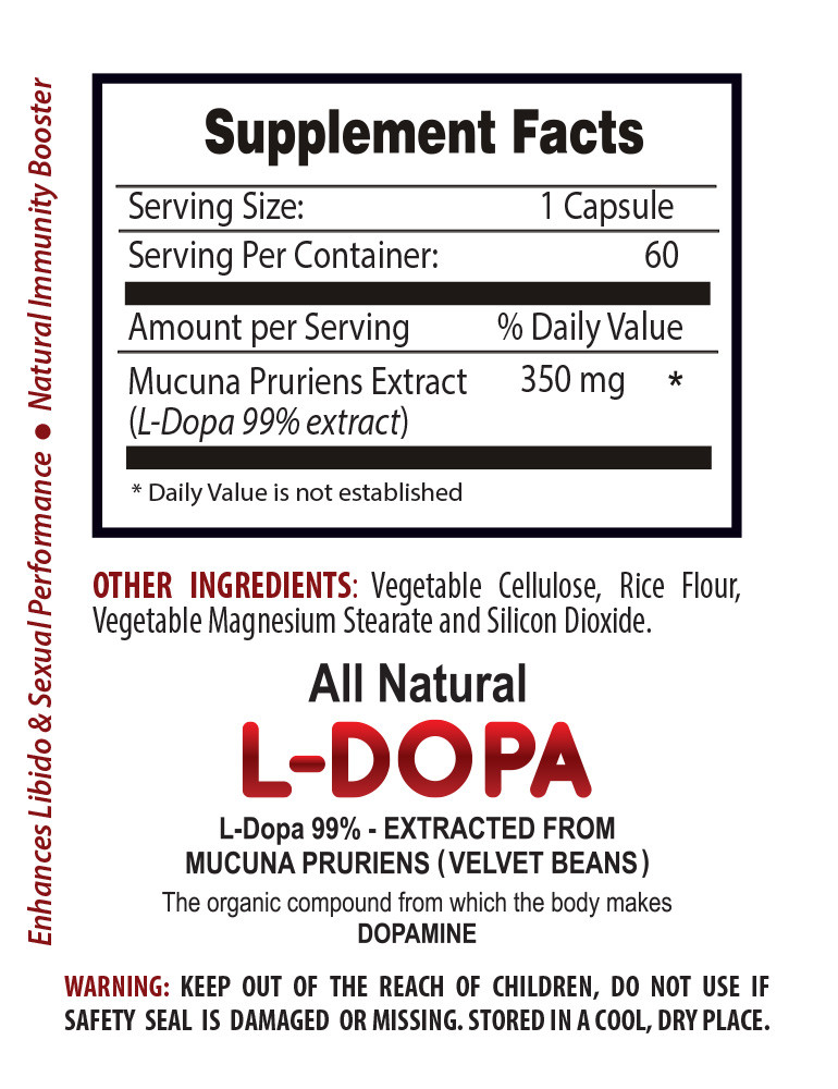 Serotonin levels – L-DOPA Mucuna Extract 99% 350mg – dopamine natural -2 Bottles