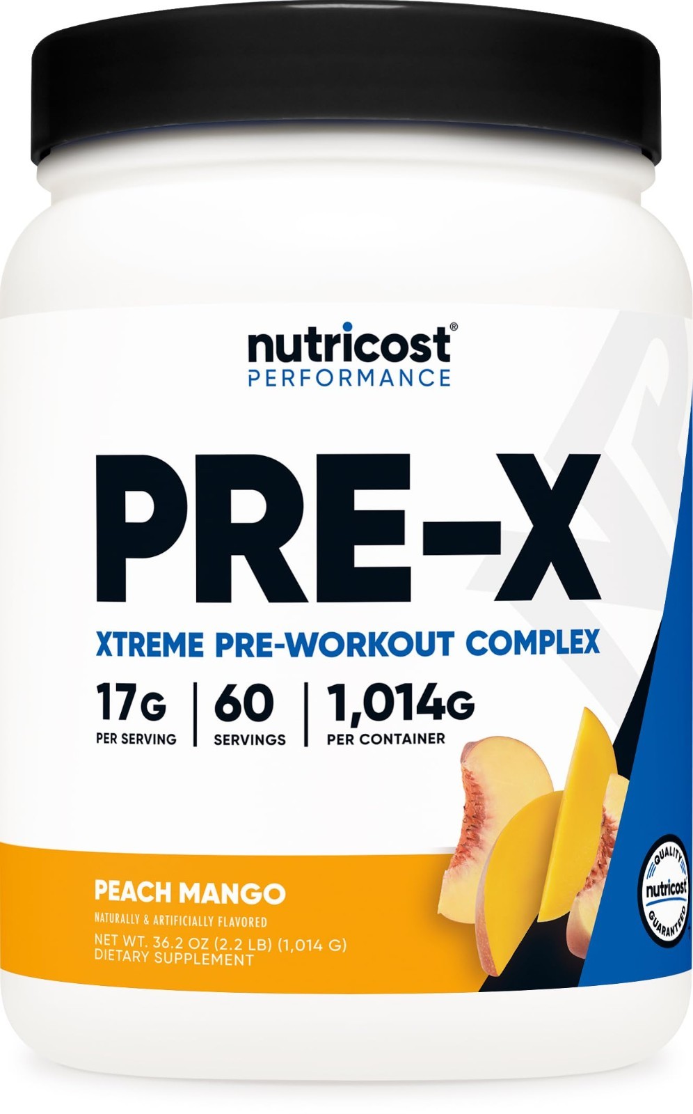Pre-Workout Powder Complex – Peach Mango Flavor, 60 Servings, Vegan, Gluten-Free
