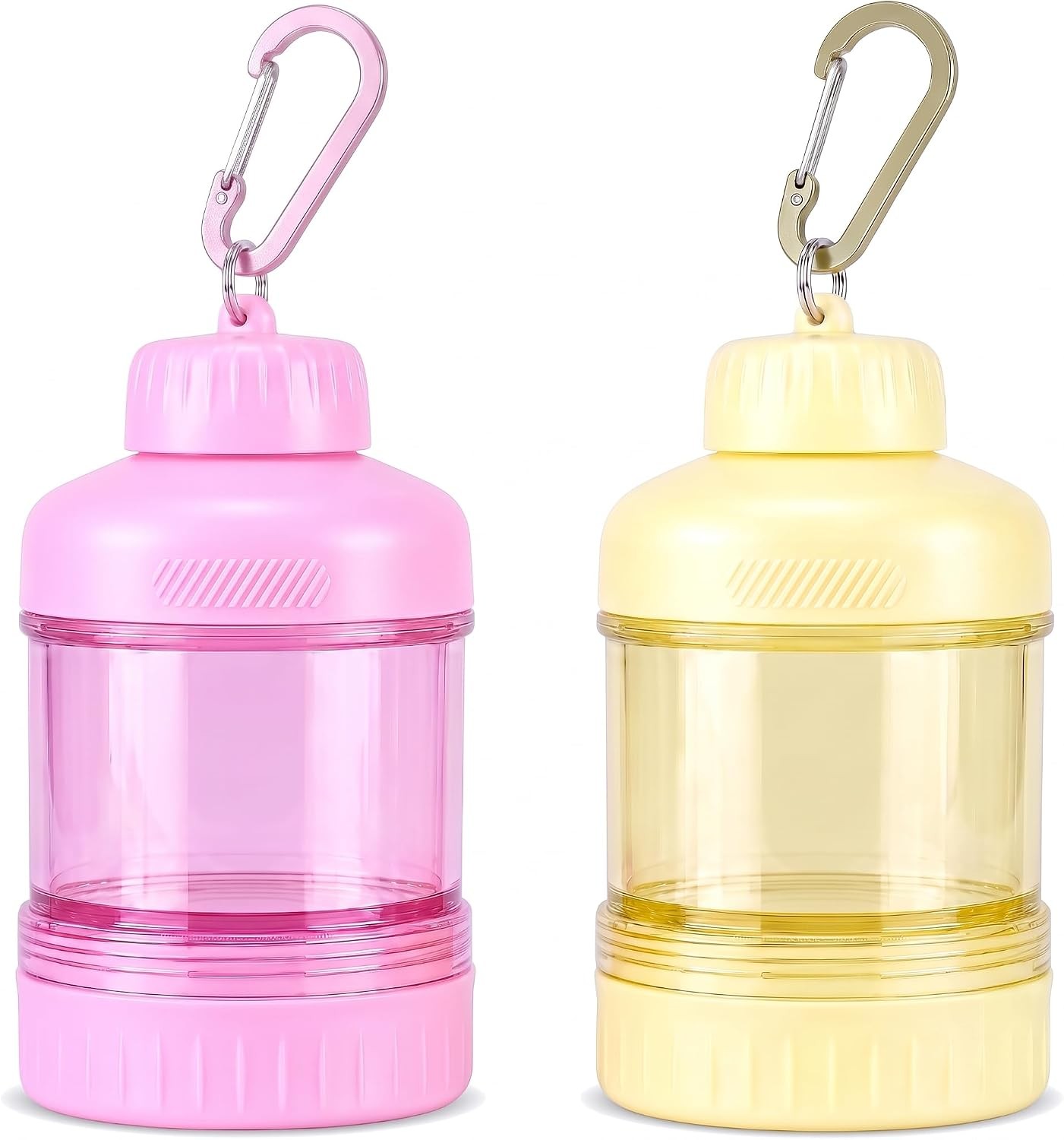 2 Pack Protein Powder Container to Go with Keychain & Keyring, Large Capacity,