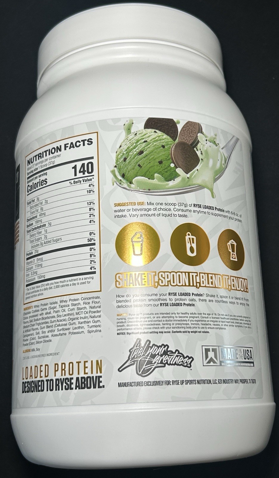RYSE Loaded Protein Mint Chip Ice Cream Whey Protein 2.2 lb 27 Servings Rare