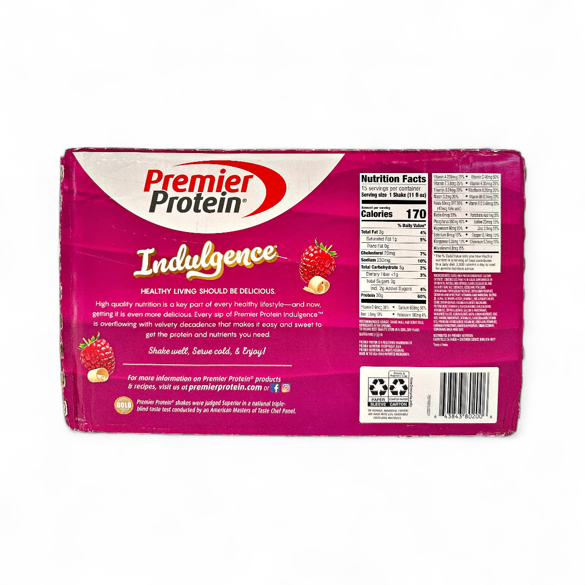 Premier Protein 30g Protein Shake, White Chocolate Raspberry 11oz – 15 Count
