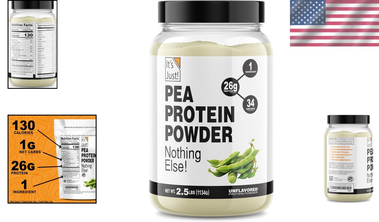 Plant-Based Pea Protein Isolate, Unflavored