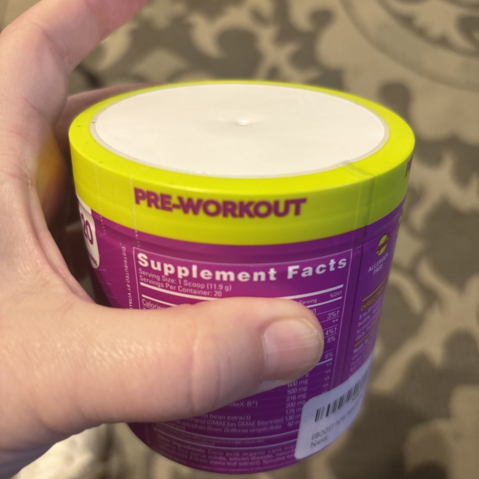 EBOOST POW Natural Pre Workout Powder – 20 Servings – Berry Melon Fizz Flavor