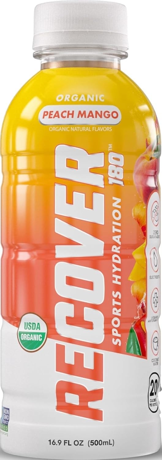 Organic Sports Hydration Drink Peach Mango 16.9oz 12 Pack No Sugar180 Organic