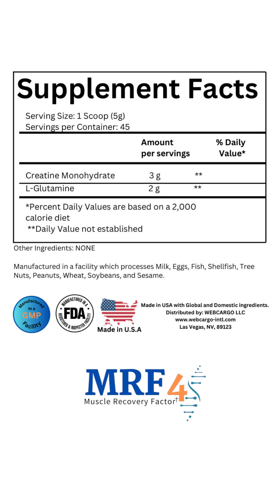 MRF4 Creatine Monohydrate + L-Glutamine