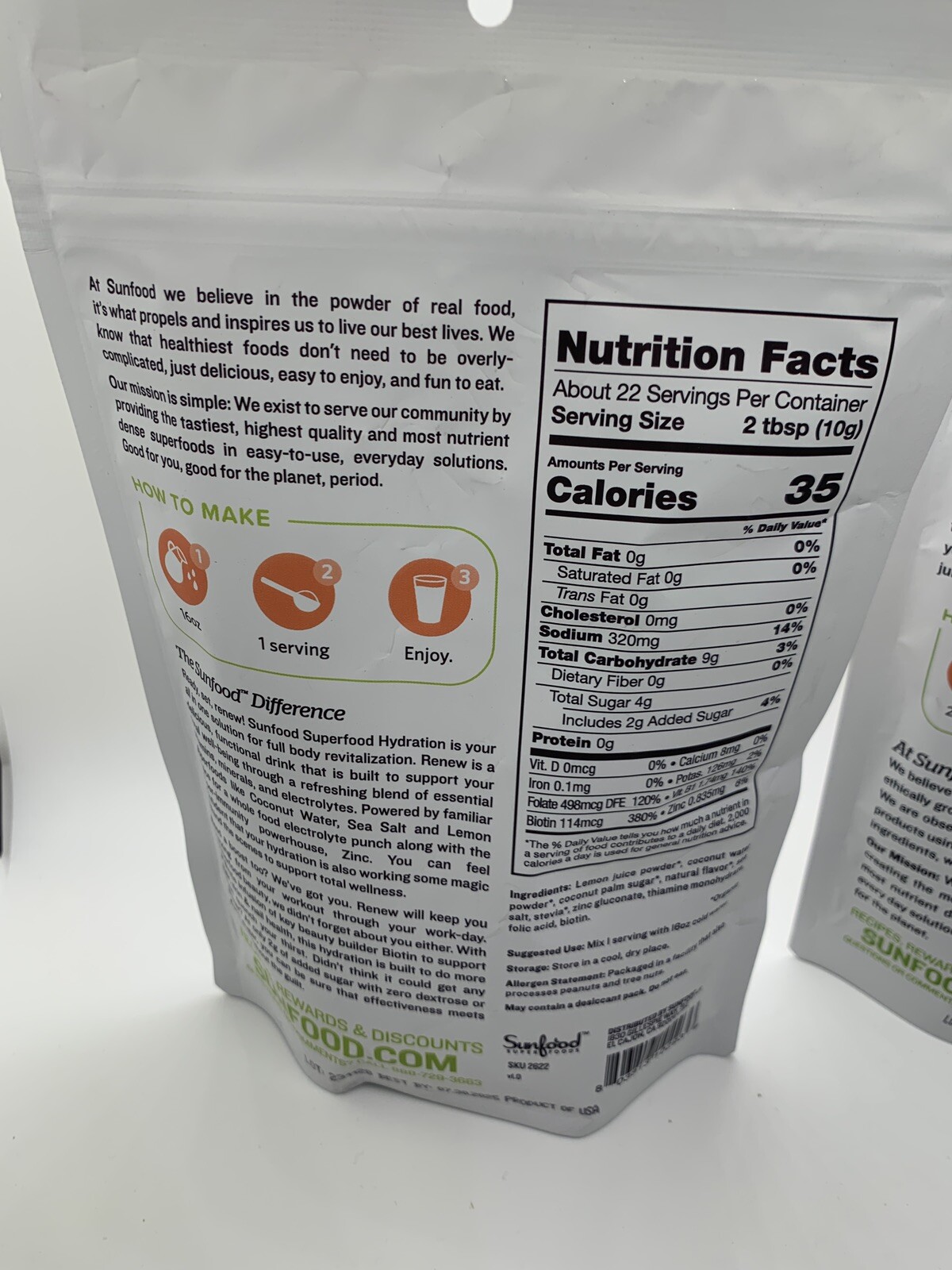 3 Pack Superfood Hydration Renew 8 Oz by Sunfood Superfoods – Best by 4.30.25