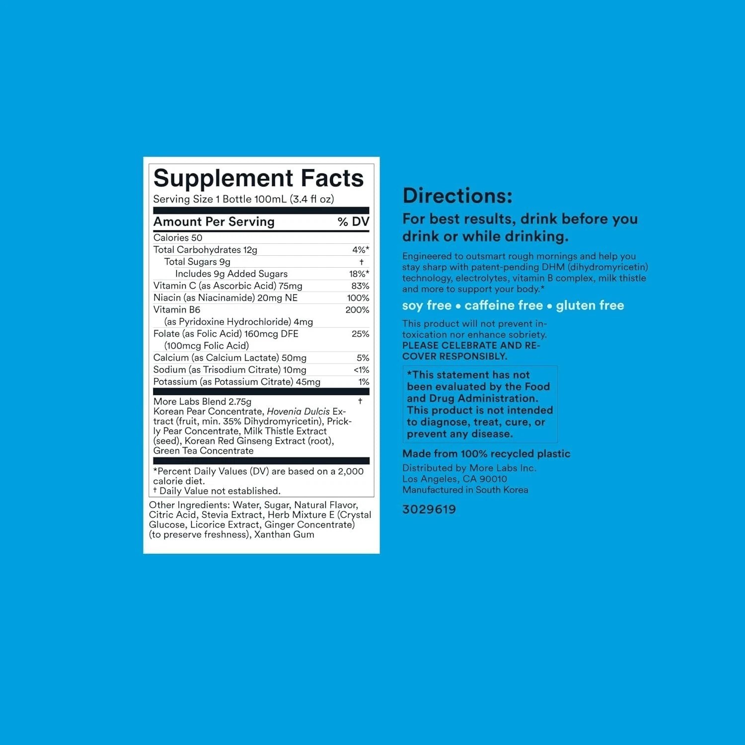 Morning Recovery DHM Electrolyte, Milk Thistle Drink Proprietary Formulation …