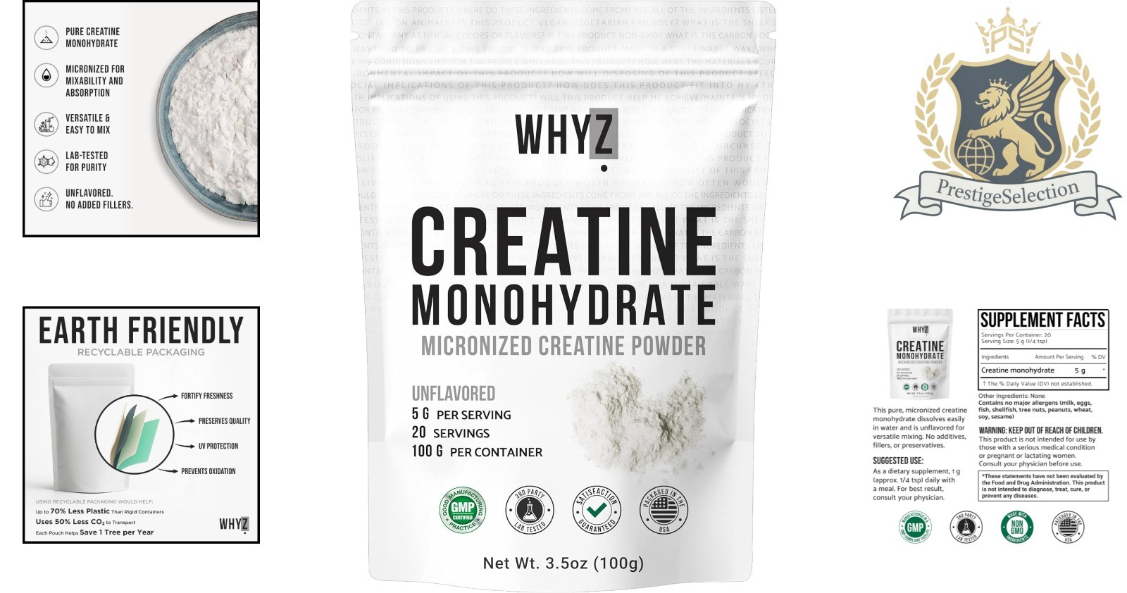 High-Quality Unflavored Creatine Powder, 3.5 oz – 20 Servings for Workout Gains