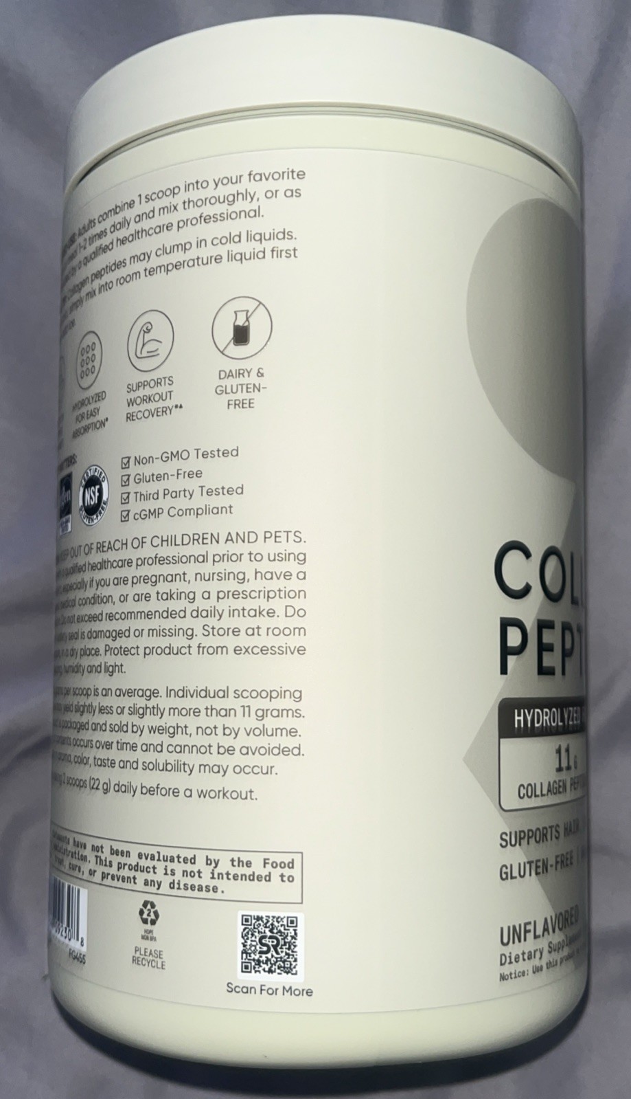 SPORTS RESEARCH HYDROLYZED COLLAGEN PEPTIDES GLUTEN FREE 18 OZ 1.12 LB 510 GRAMS