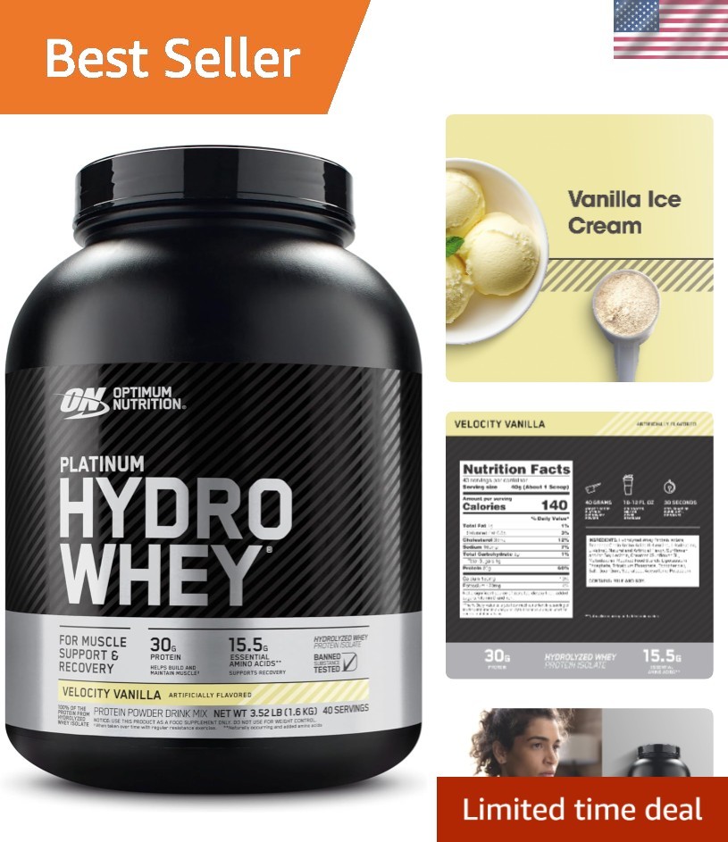 Delicious Velocity Vanilla Protein Powder with BCAAs – 3.5 lb Hydrolyzed Formula