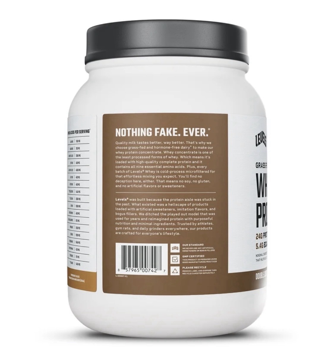 Levels Grass Fed Whey Protein Powder Zero Artificials Double Chocolate