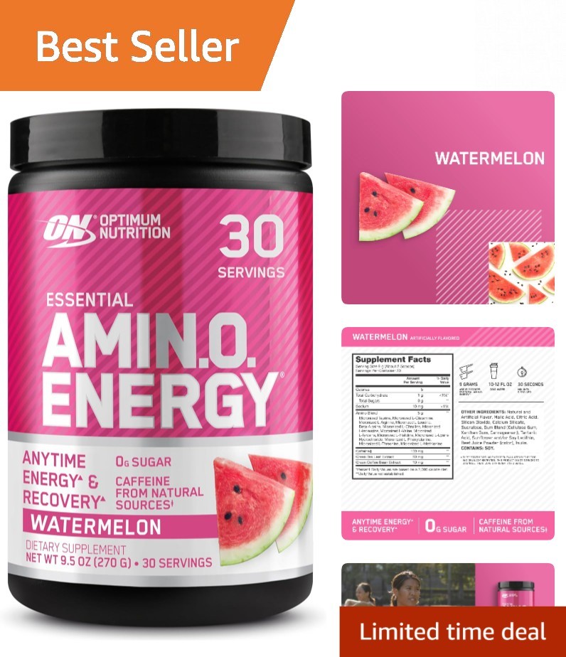 Amino Energy Pre-Workout Powder – Keto Friendly Watermelon Flavor, 30 Servings