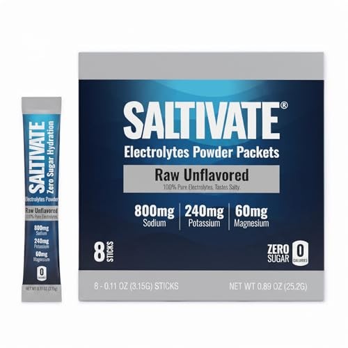 Electrolyte Packets, 800mg Sodium, Unsweetened, Zero 8 Count Raw Unflavored