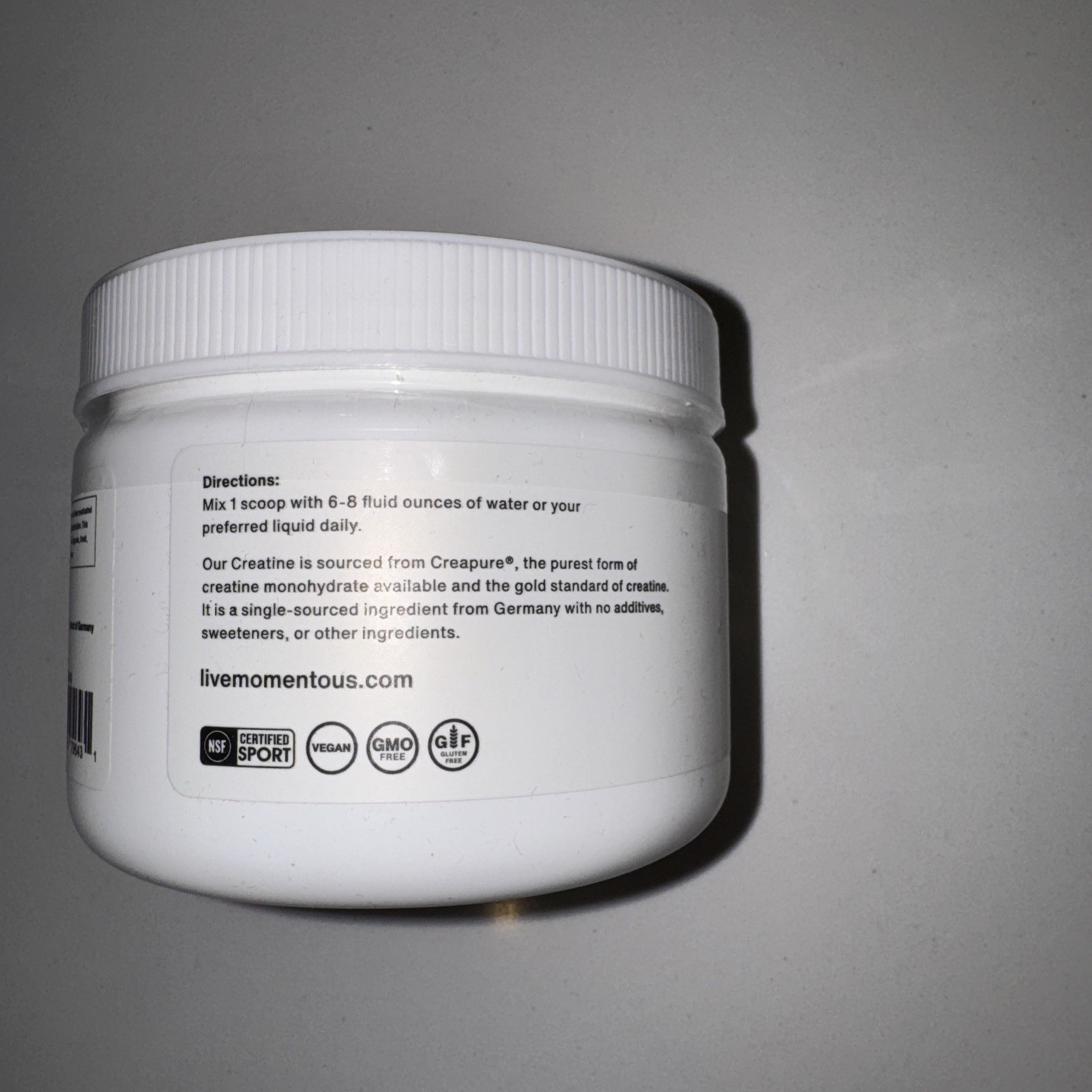 Momentous Creatine Monohydrate Powder 30 Servings Supports Muscle Recovery