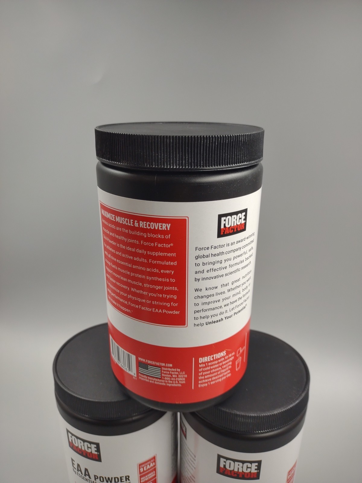 Lot Of 3 Force Factor EAA Powder ~ 10.4oz/30 Servings ~ Orange Mango ~ Exp. 7/27