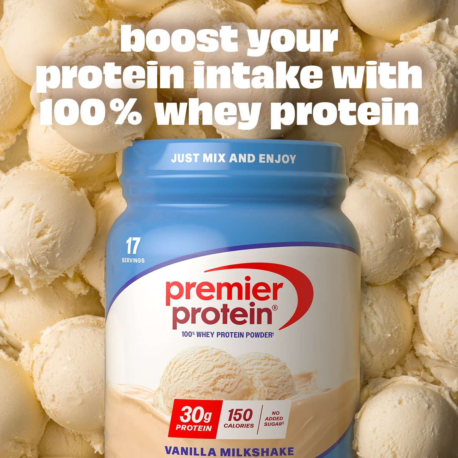 Premier Protein 100% Whey Protein Powder, Vanilla Milkshake, 30g Protein, 23.3 o