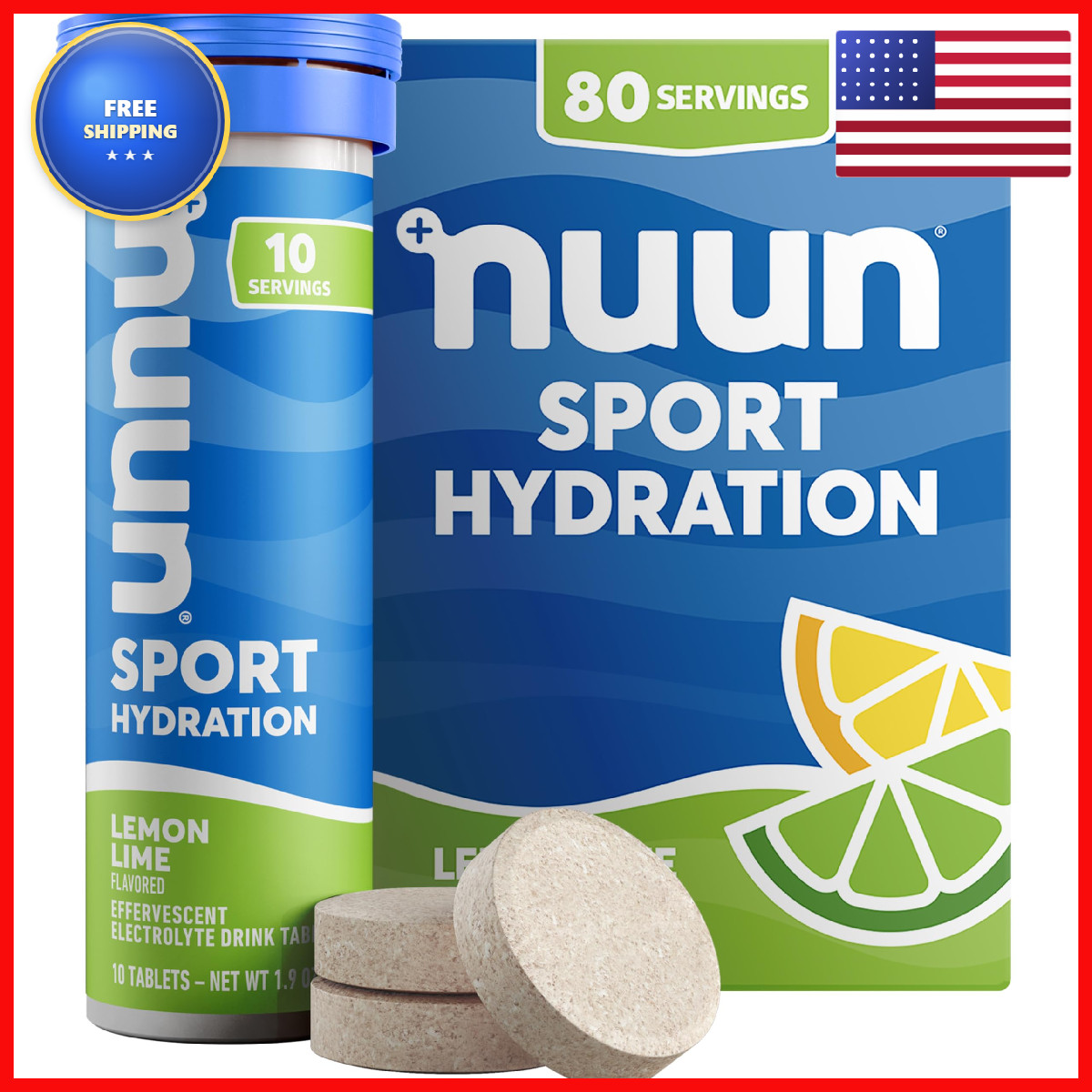 Nuun Sport Electrolyte Tablets Magnesium Calcium Potassium Gluten Lemon Lime 8