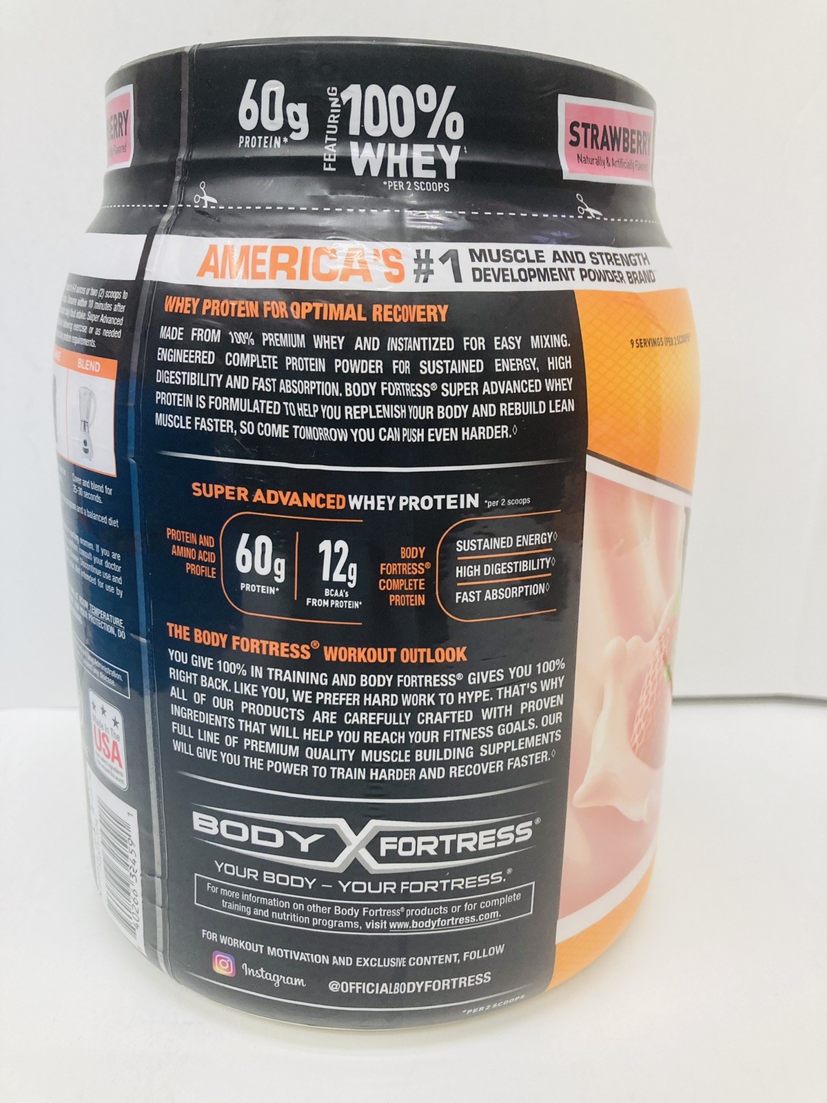 Body Fortress Super Advanced Whey Protein Strawberry 1.78LBS EXP 10/26