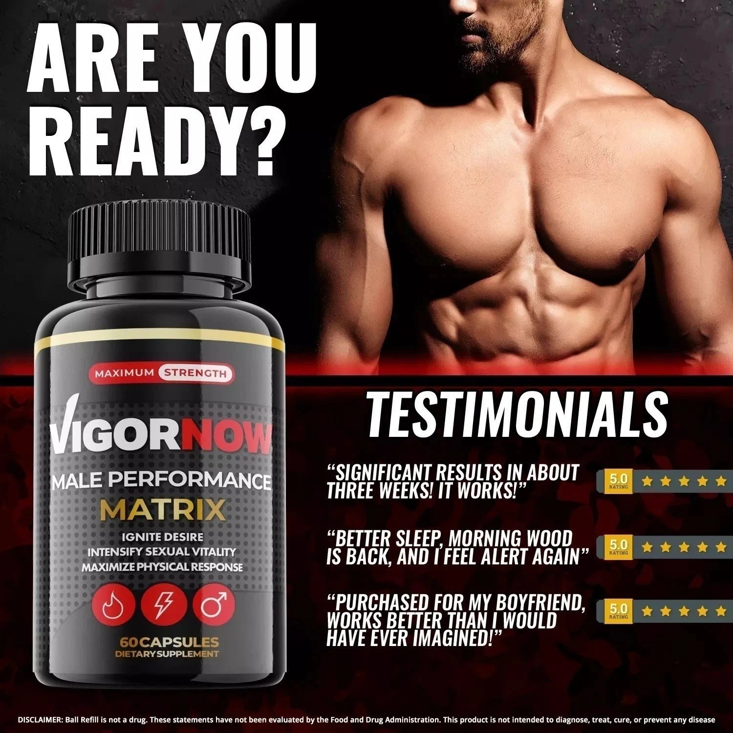 Vigor Now Pills for Men – Male Virility and Performance Support – 120 Capsules