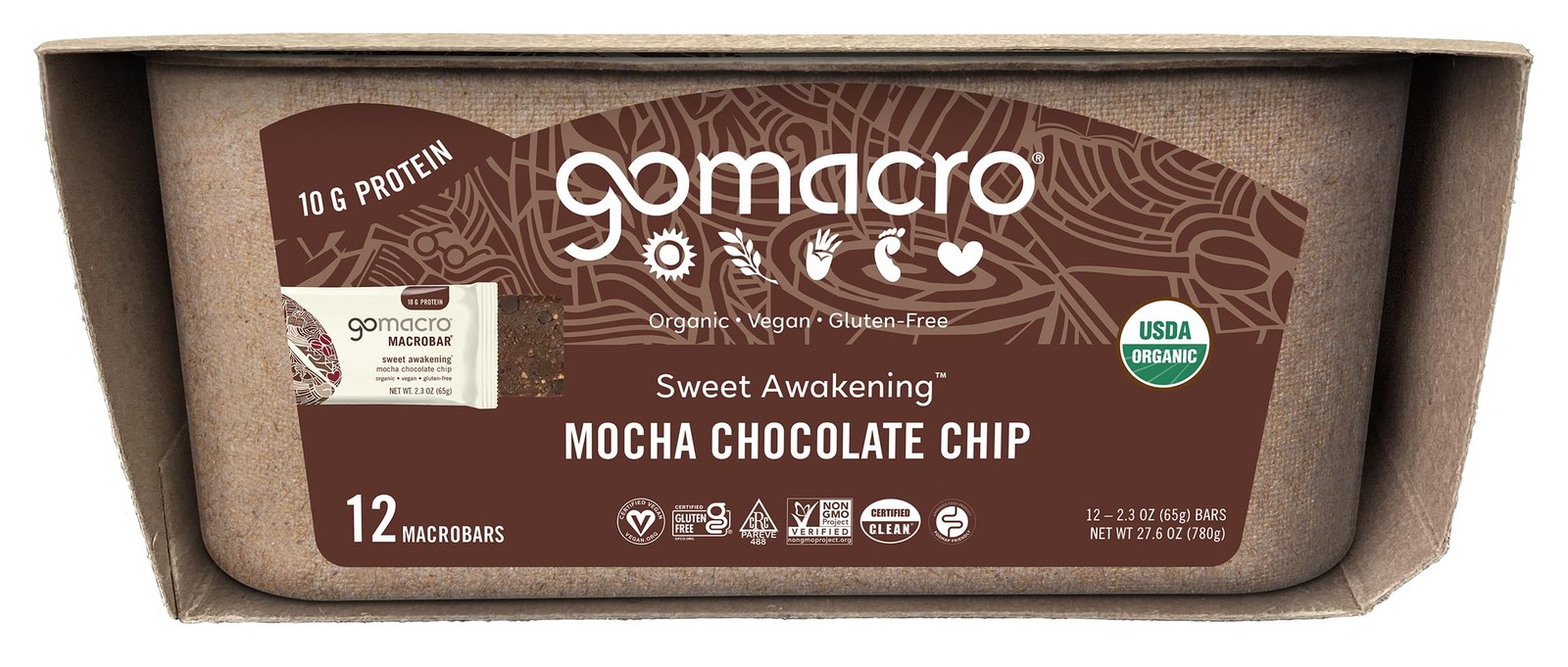 Gomacro Organic Mocha Chocolate Chip Macrobar 12 Count 2.3 Oz