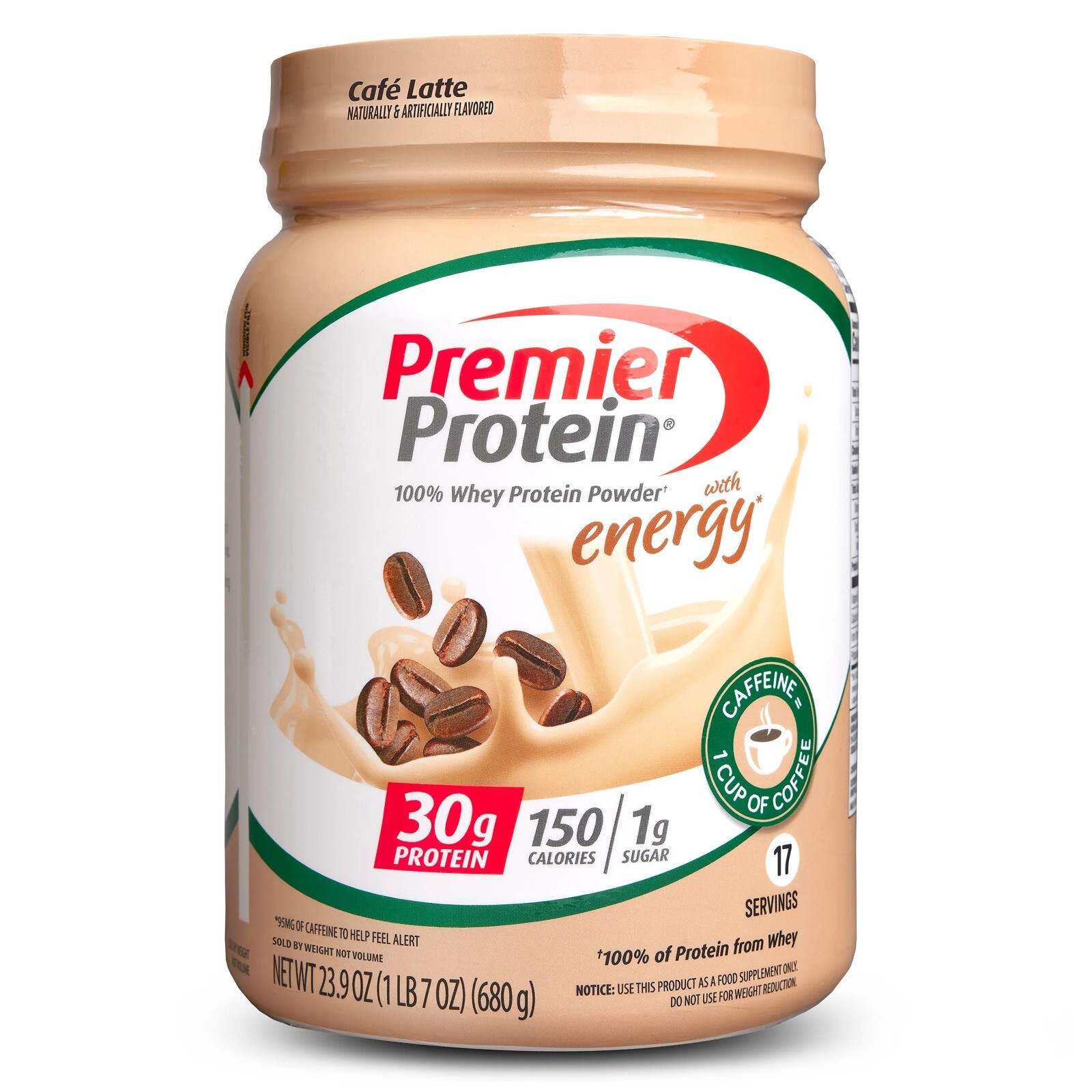 2 Pack Premier Protein 100% Whey Protein Powder, Café Latte, 30g Protein 23.9 oz