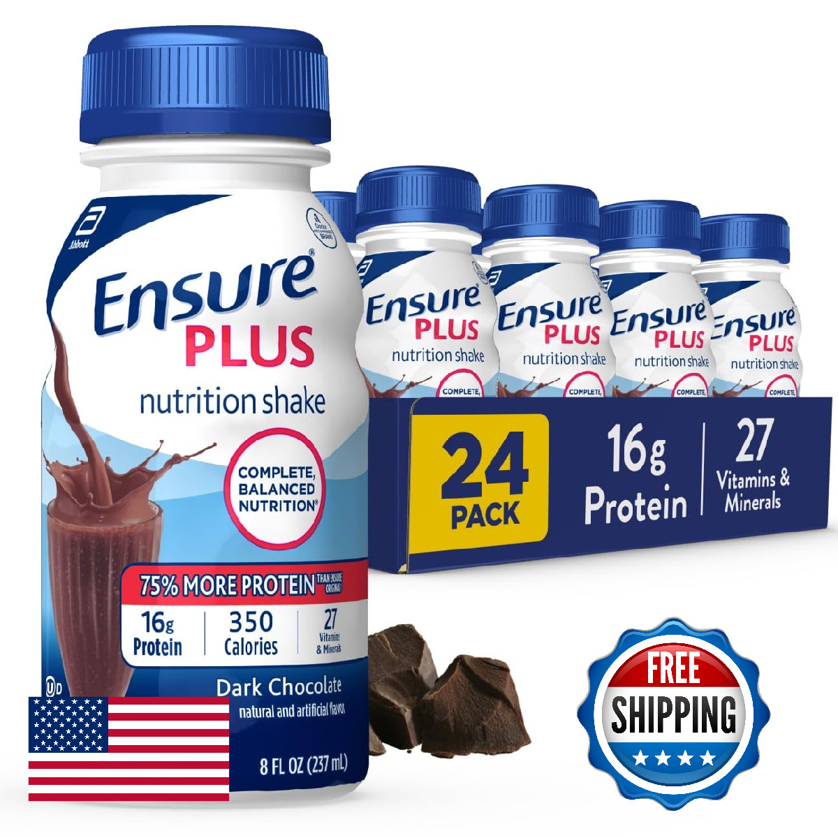 Ensure Plus Darkchocolate Nutrition Replacement To 16G Protein And 27 Vitamins