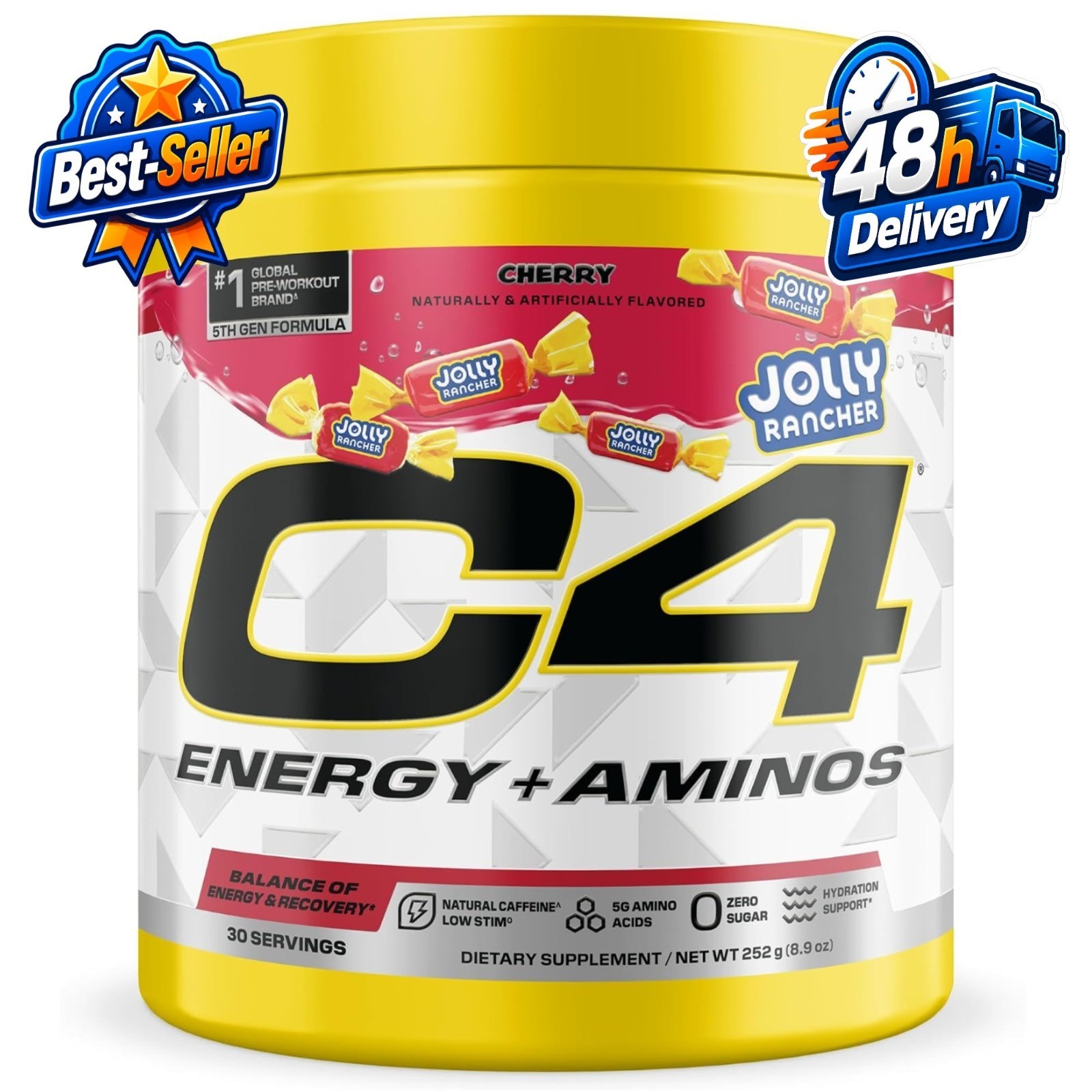 C4 Energy + Aminos Powder Jolly Rancher Cherry – 30 Servings