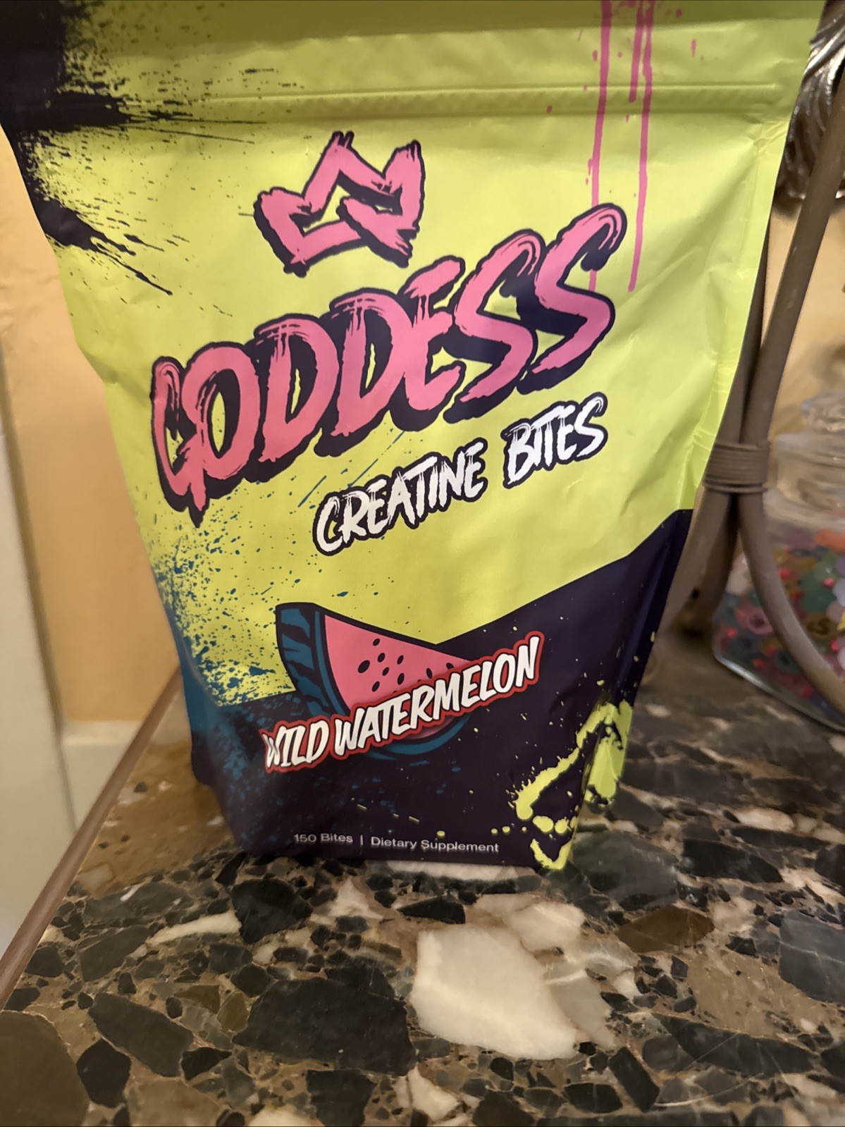PRIMAL QUEEN Goddess Creatine BITES – 150 Watermelon Gummies w Glass Jar NEW