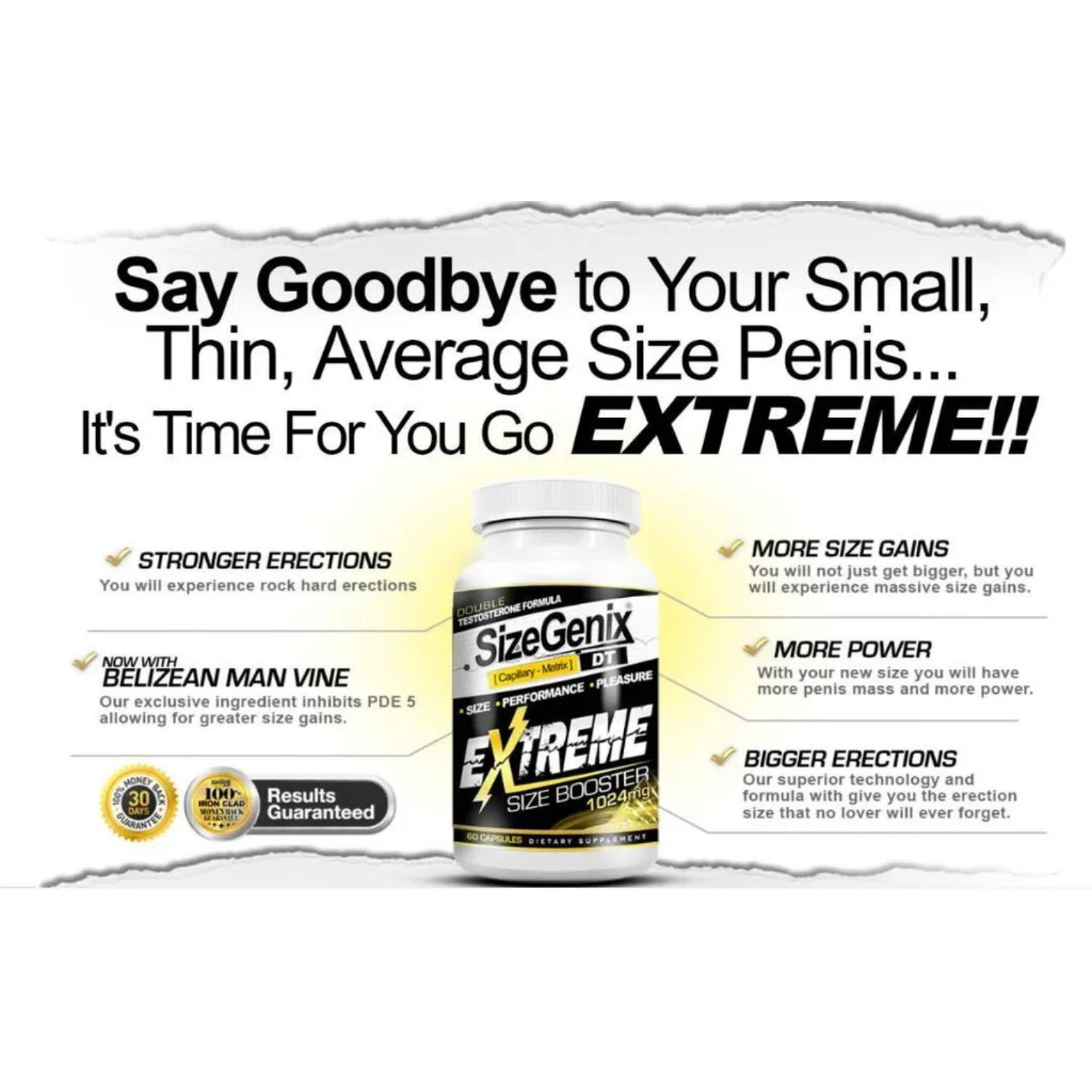 1x SizeGenix Men’s Health Supplement 1 Month Supply Boost Energy US Shipping New