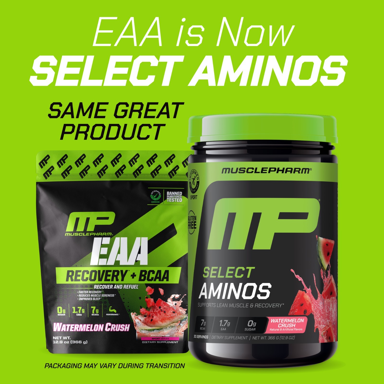 MusclePharm EAA + BCAAs, Post Workout Essential Amino Acids-Watermelon Crush