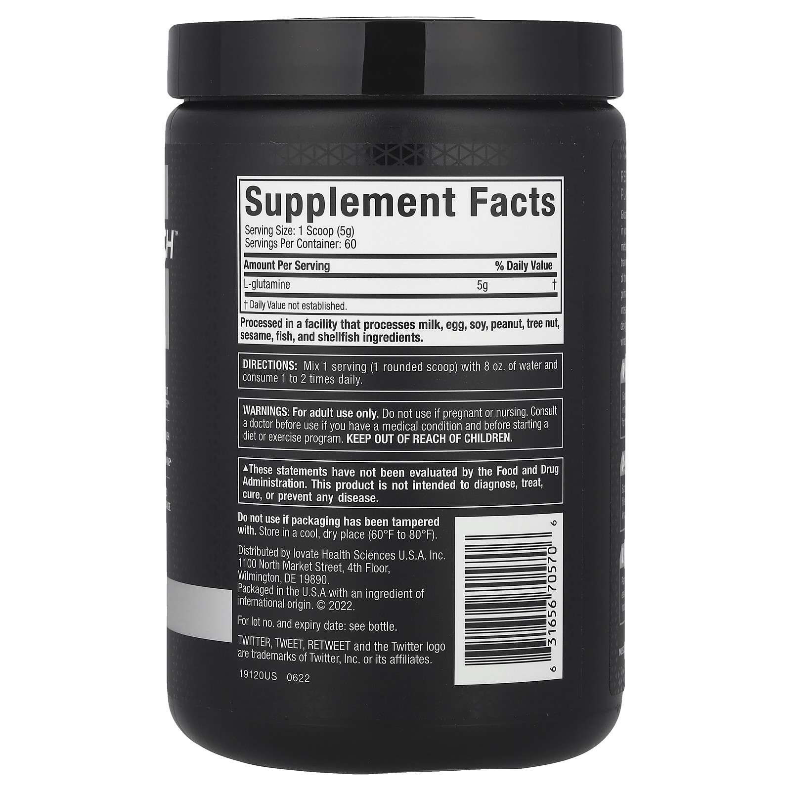 Muscletech Platinum 100 Glutamine 10 65 oz 302 g Banned Substance Free, GMP