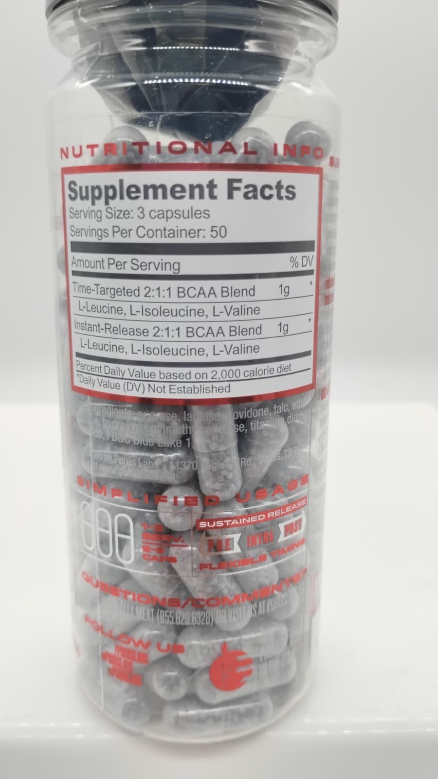 Purus Labs BCAA XR – Time-Release BCAA Complex – 150 Capsules