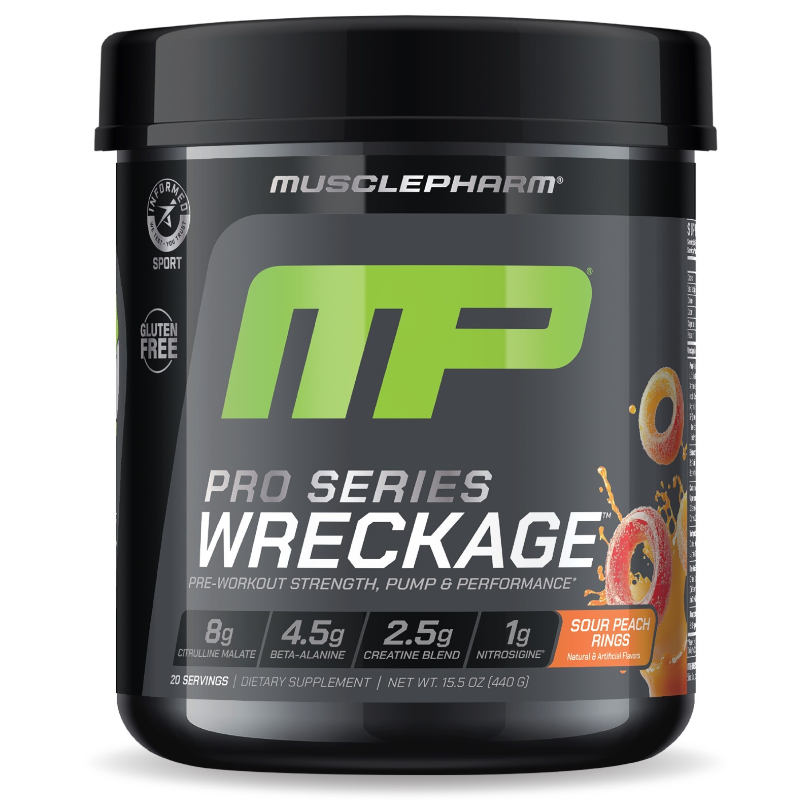 Pro Series Wreckage™, Pre-Workout, Sour Peach Rings, 15.5 oz (440 g)