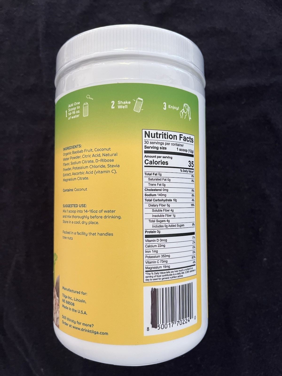 TIIGA Gut Health + Hydration lemon lime flavored 12.7oz