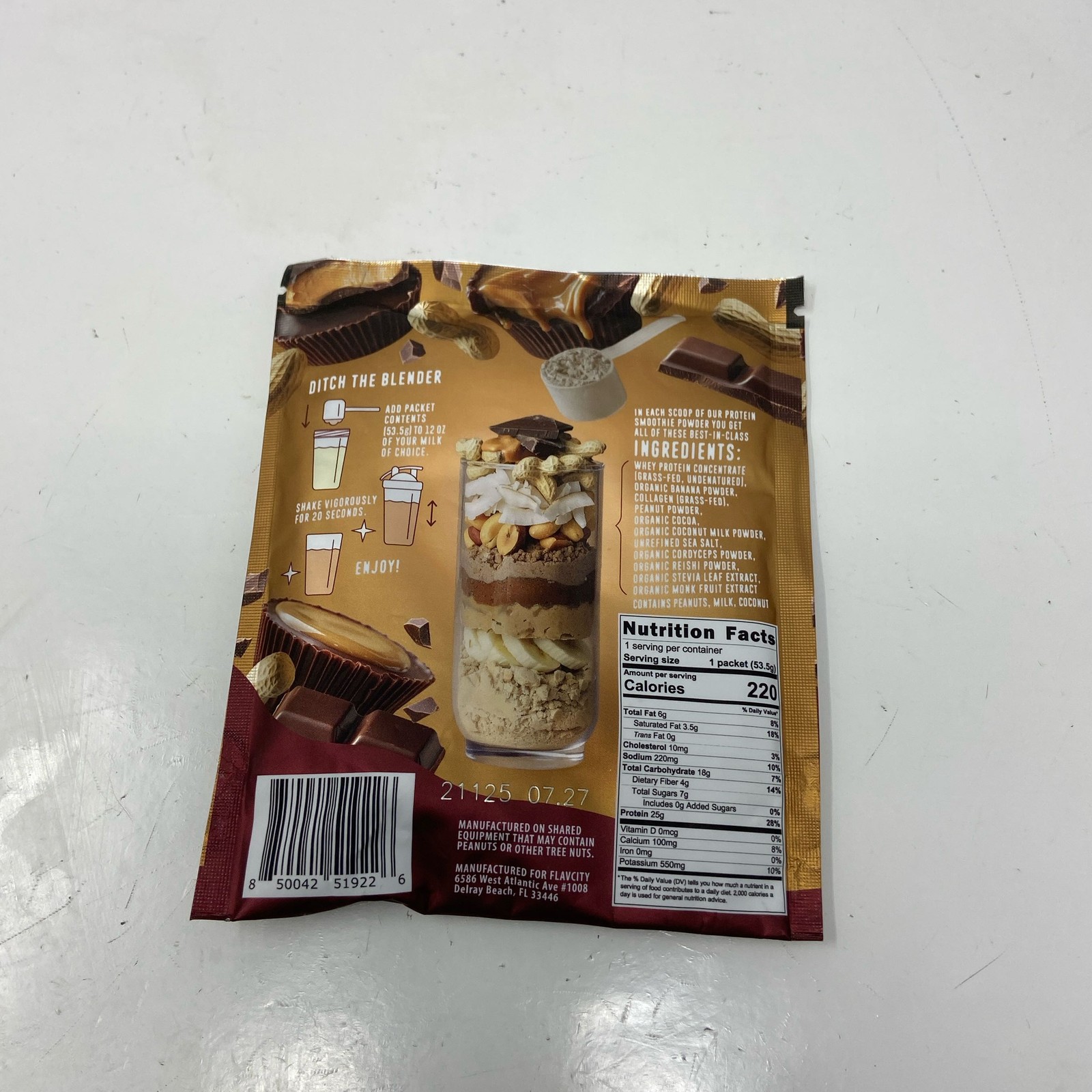 FlavCity Chocolate Peanut Butter Protein Smoothie Packet 1.89oz