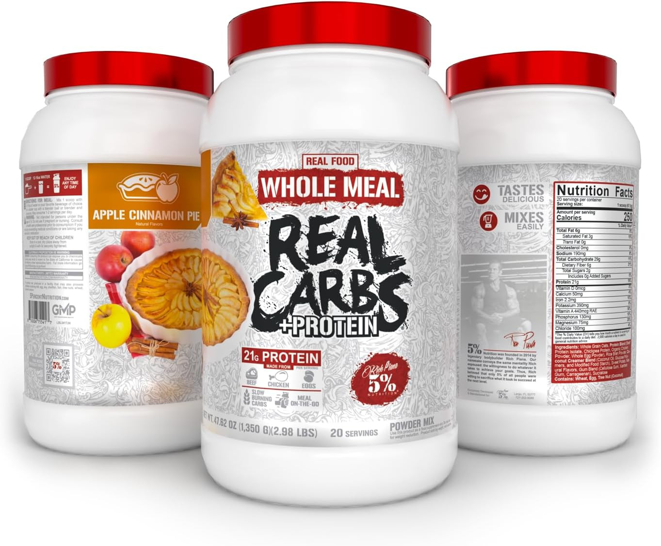 Rich Piana Real Carbs + Protein | Clean Mass Gainer Meal Replacement Protein Pow