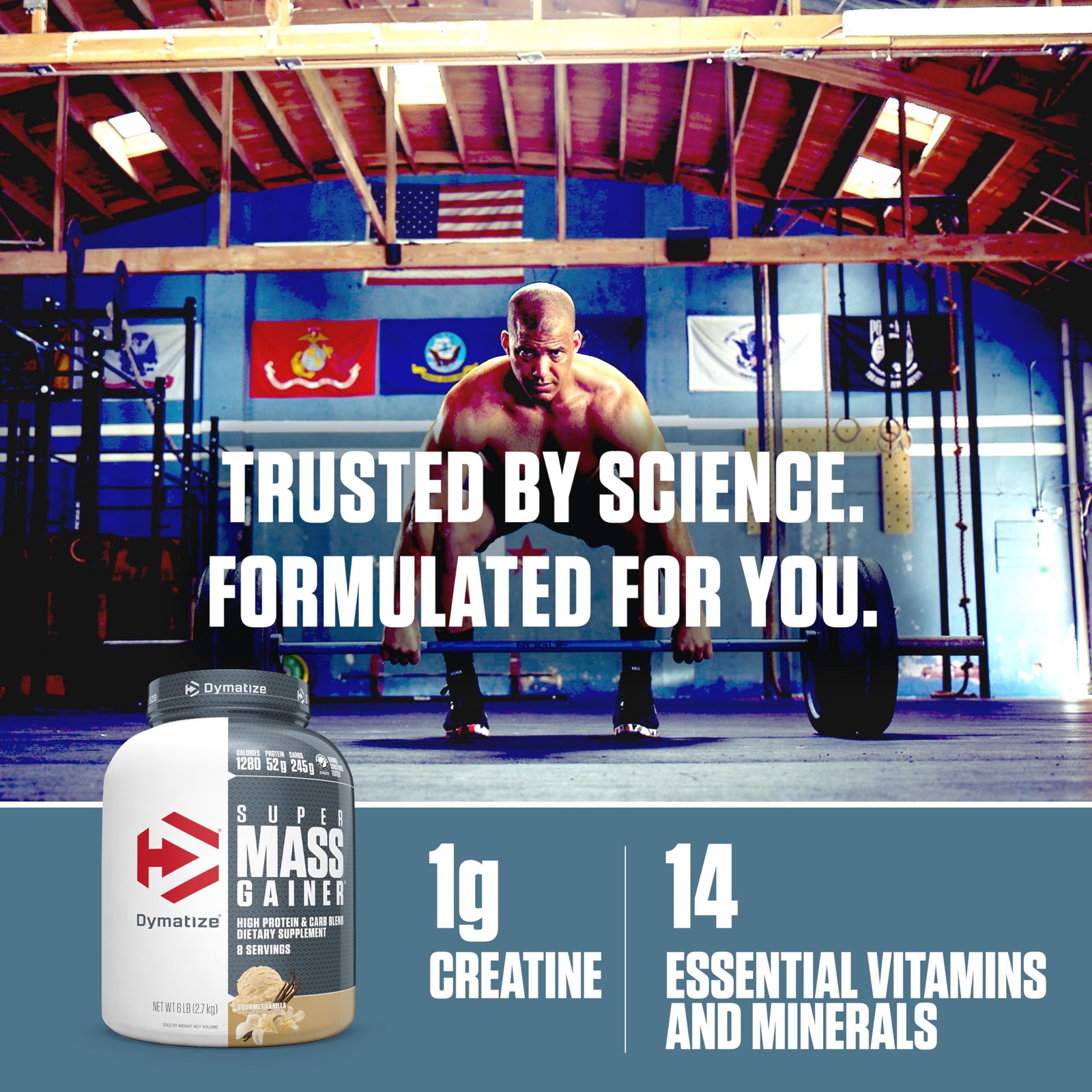 Dymatize Super Mass Gainer Protein Powder, Gourmet Vanilla, 52g Protein, 1g C…