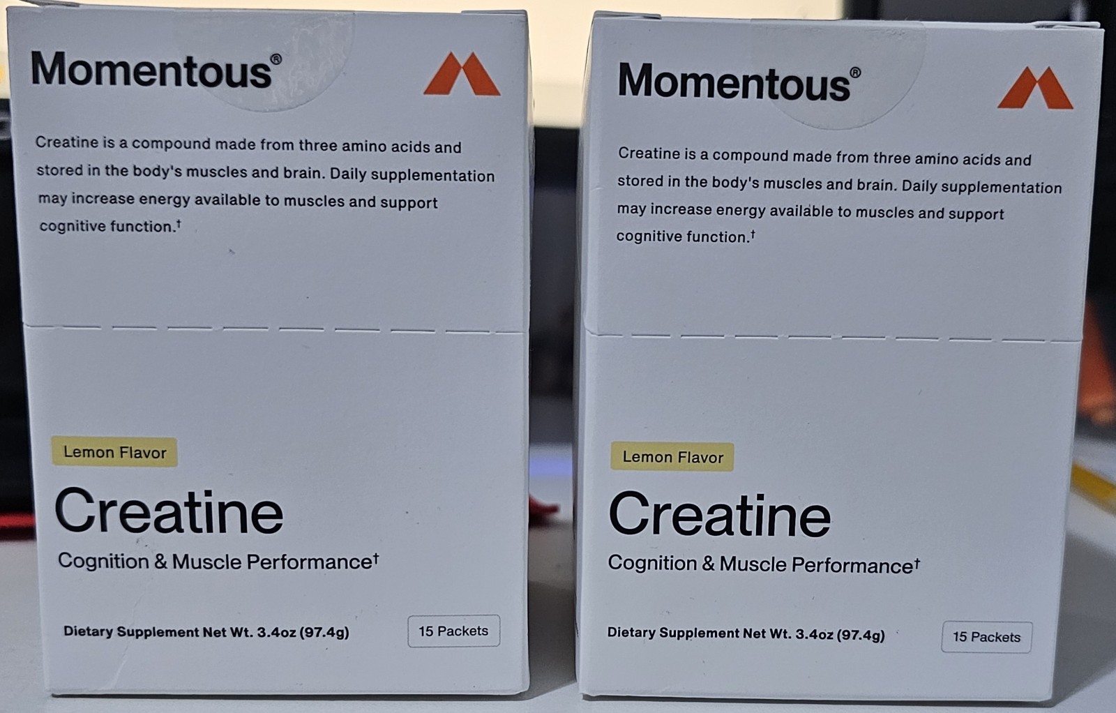 Momentous Creatine Lemon Flavor 15 Packets, Cognitive Muscle Support