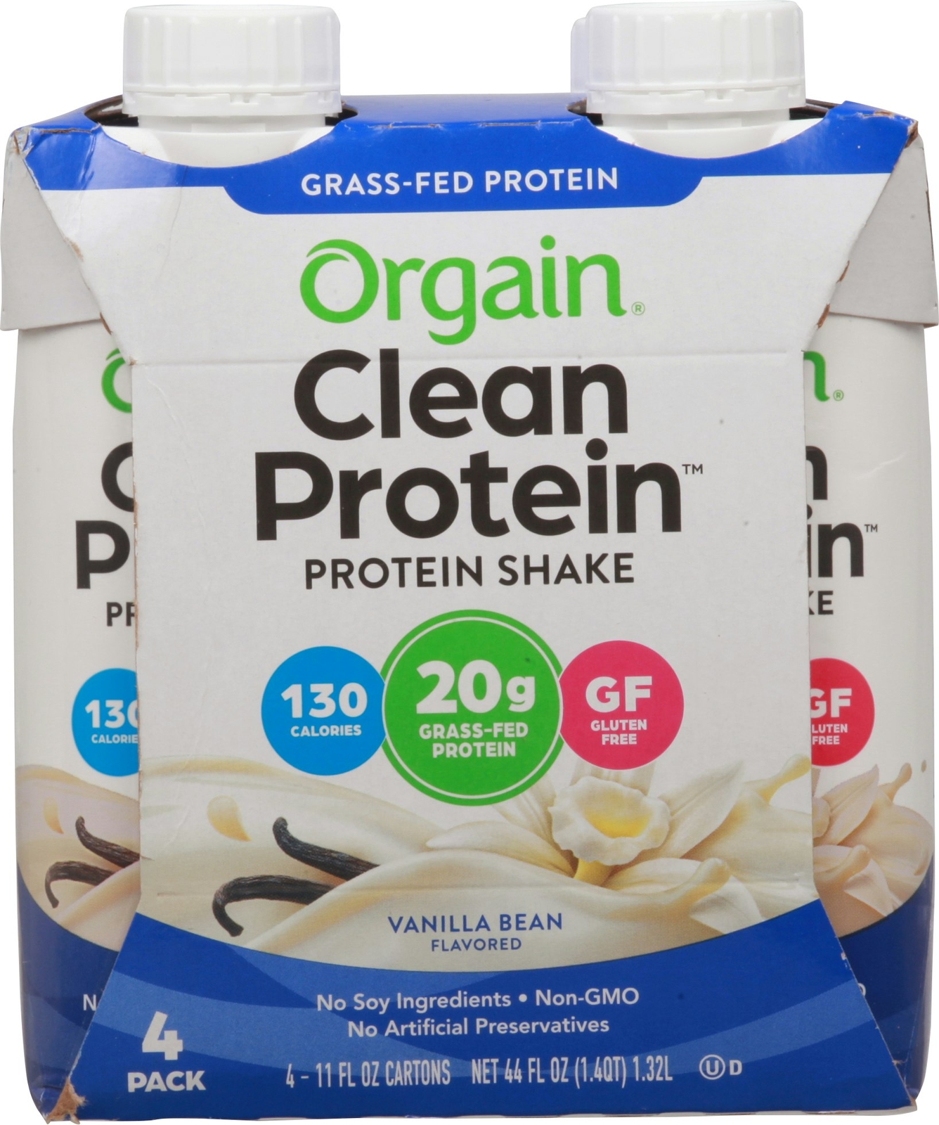 Orgain Grass-Fed Ready-to-Drink Protein Vanilla 4-Pack 44 fl oz (Pack Of 3)