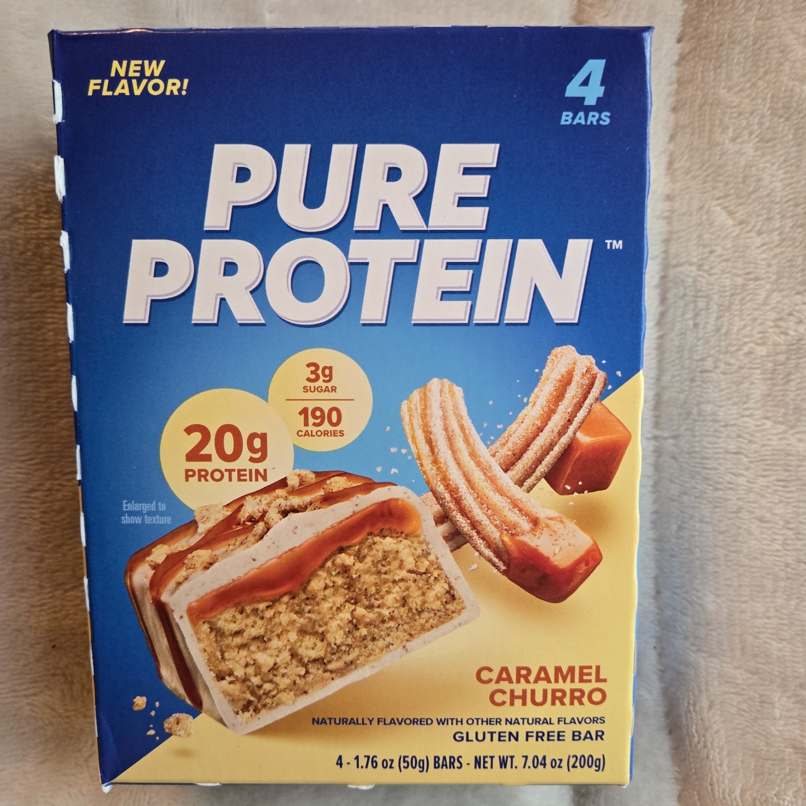 Pure Protein Caramel Churro Bars 4 Count 20g Protein Low Sugar Gluten Free