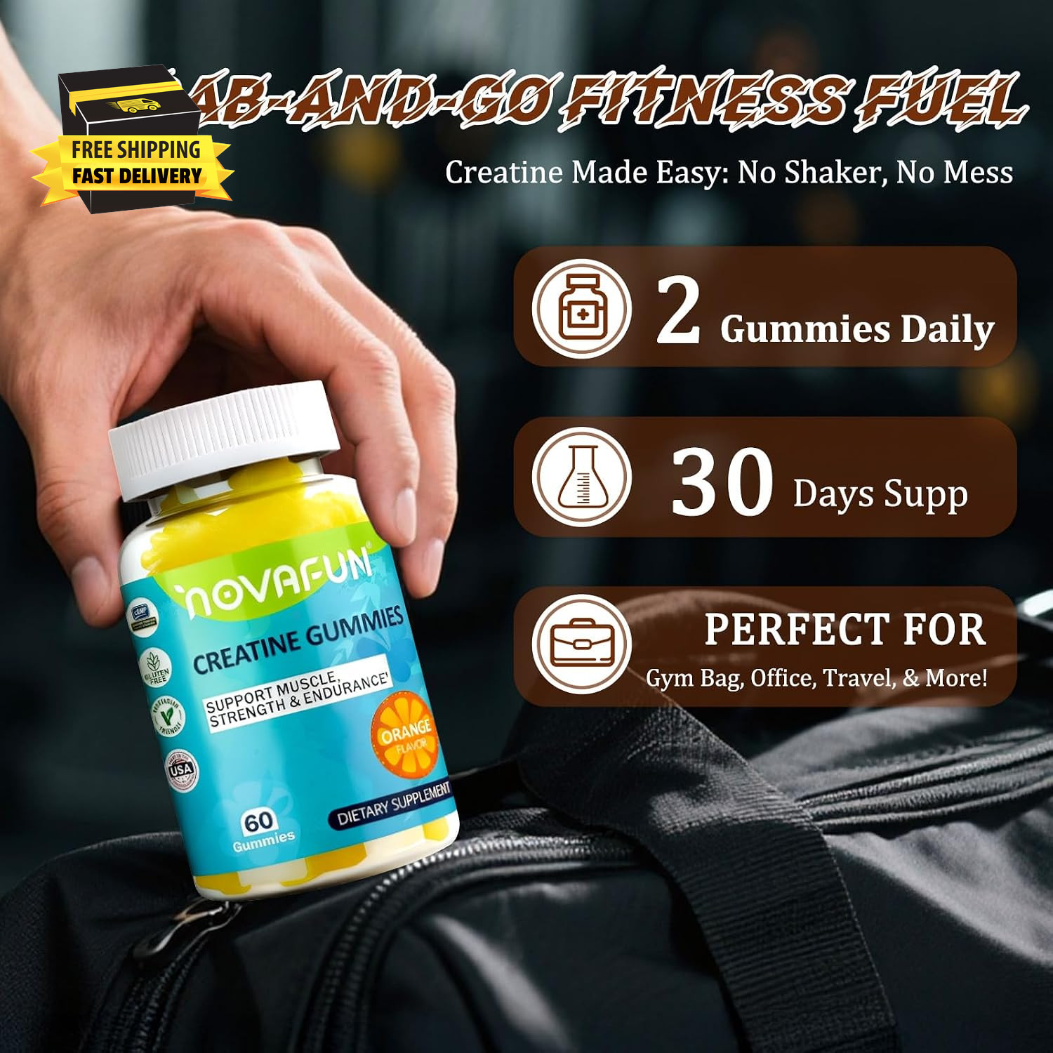 Creatine Gummies, 1500Mg Creatine Monohydrate for Muscle Strength, Endurance, Wo