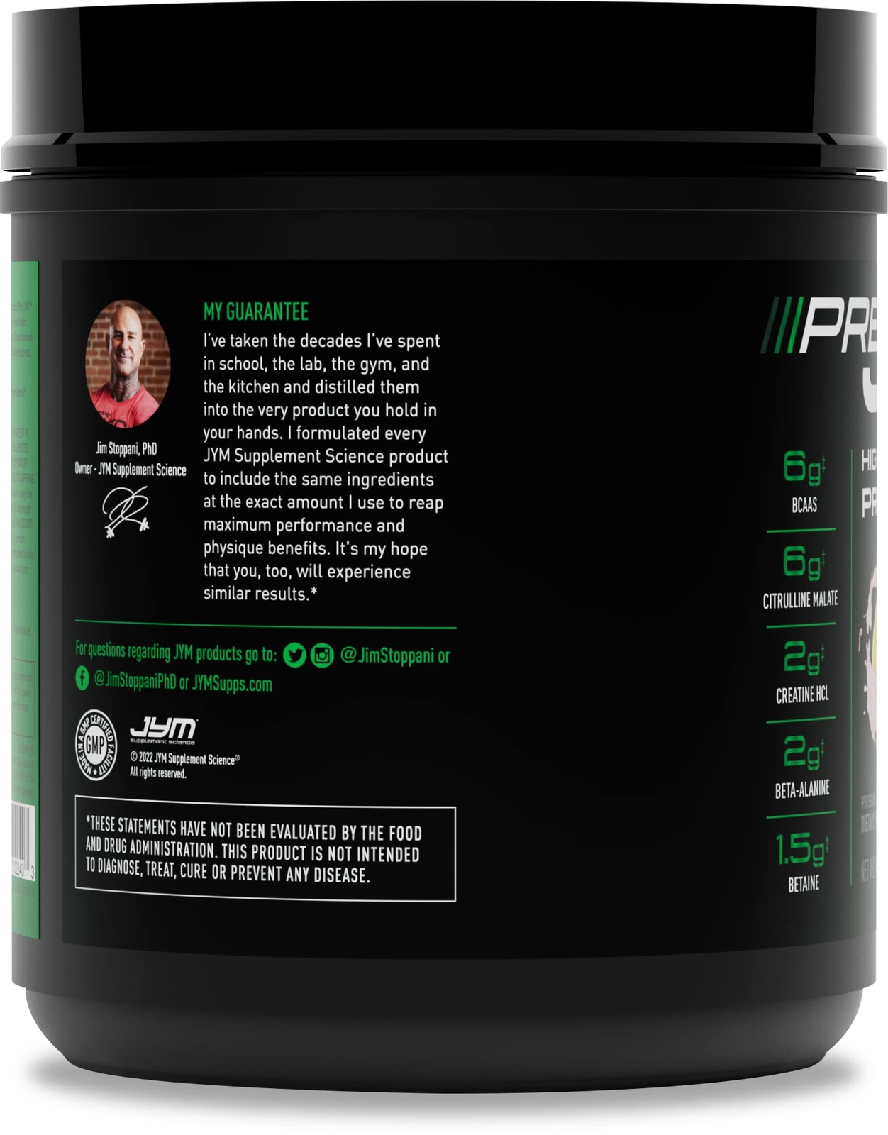 Pre JYM Pre Workout Powder 30 Servings Energy Muscle Growth Strength Endurance