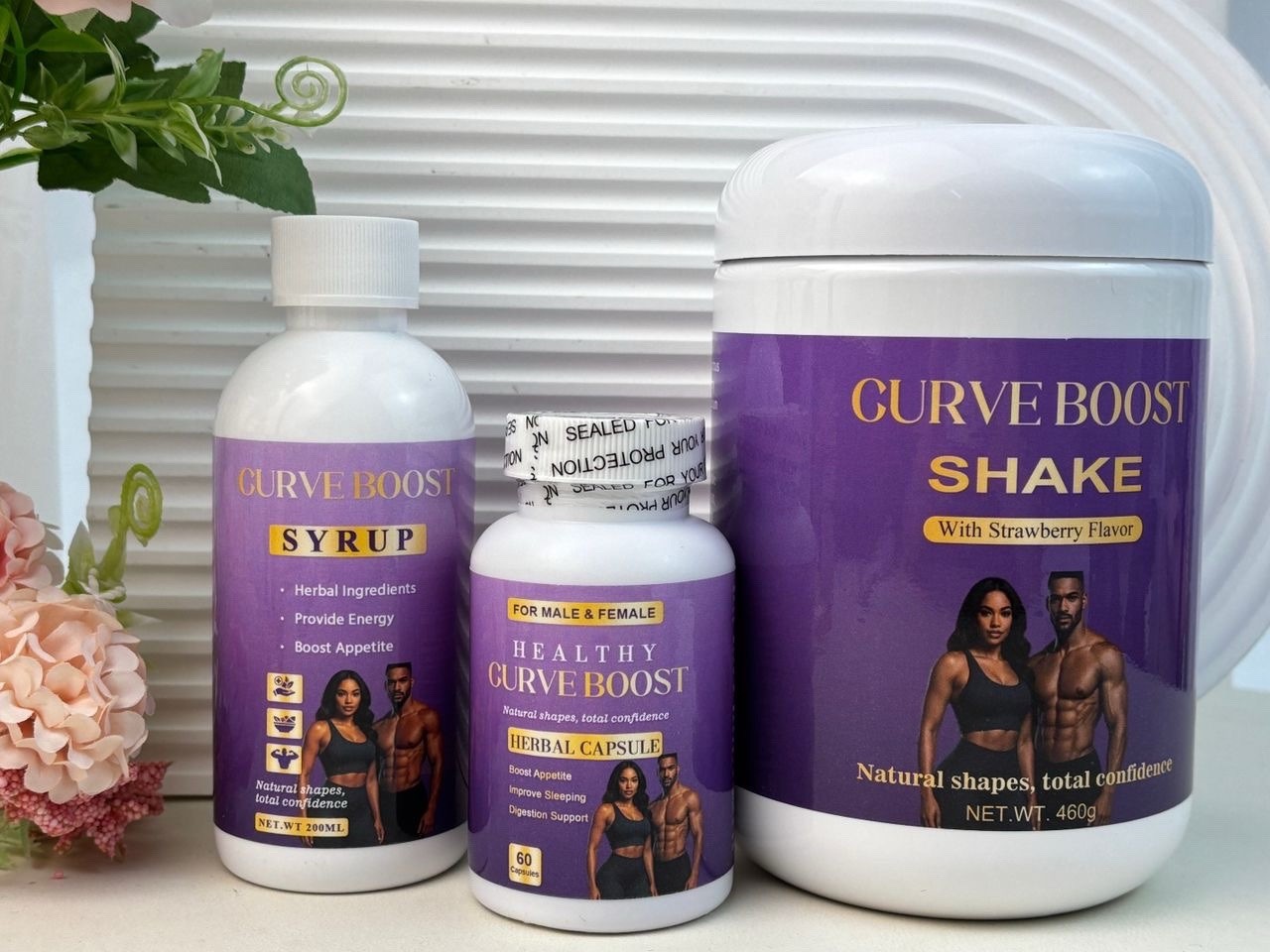 CurveBoost Body Enhancement Kit Syrup, Capsules, Protein Natural Curves Formula
