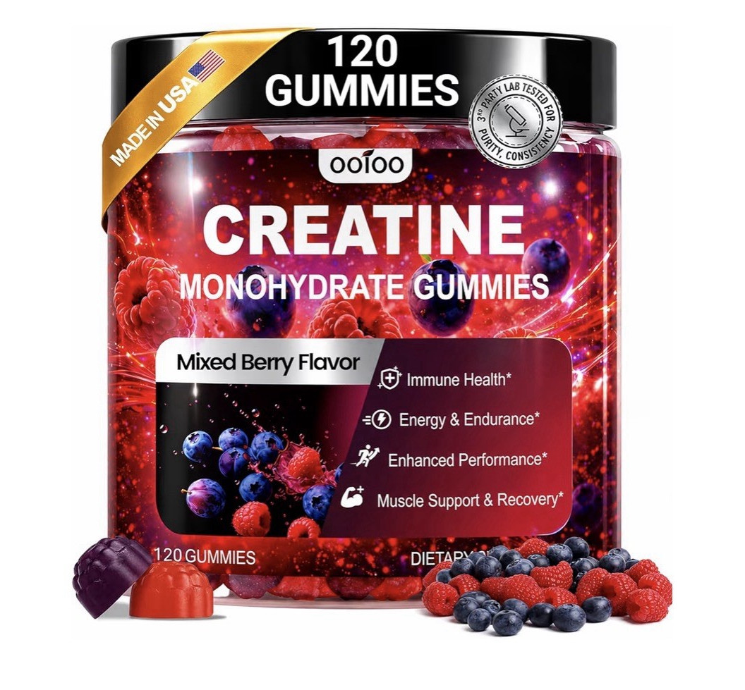 oofoo Creatine Monohydrate Gummies 5000mg 120ct Mixed Berry Vegan Sugar Free
