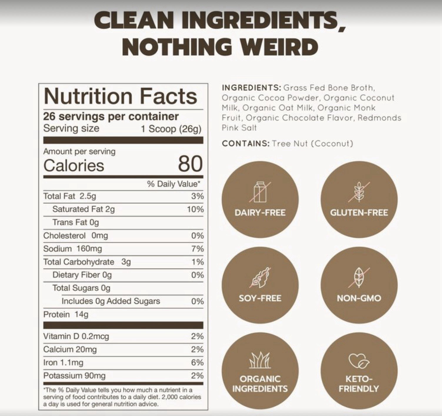 RAE BASICS – BONE BROTH PROTEIN MIX – CHOCOLATE FLAVOR | 19.2OZ
