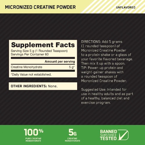 Optimum Nutrition Micronized Creatine Powder Unflavored 10.58 oz