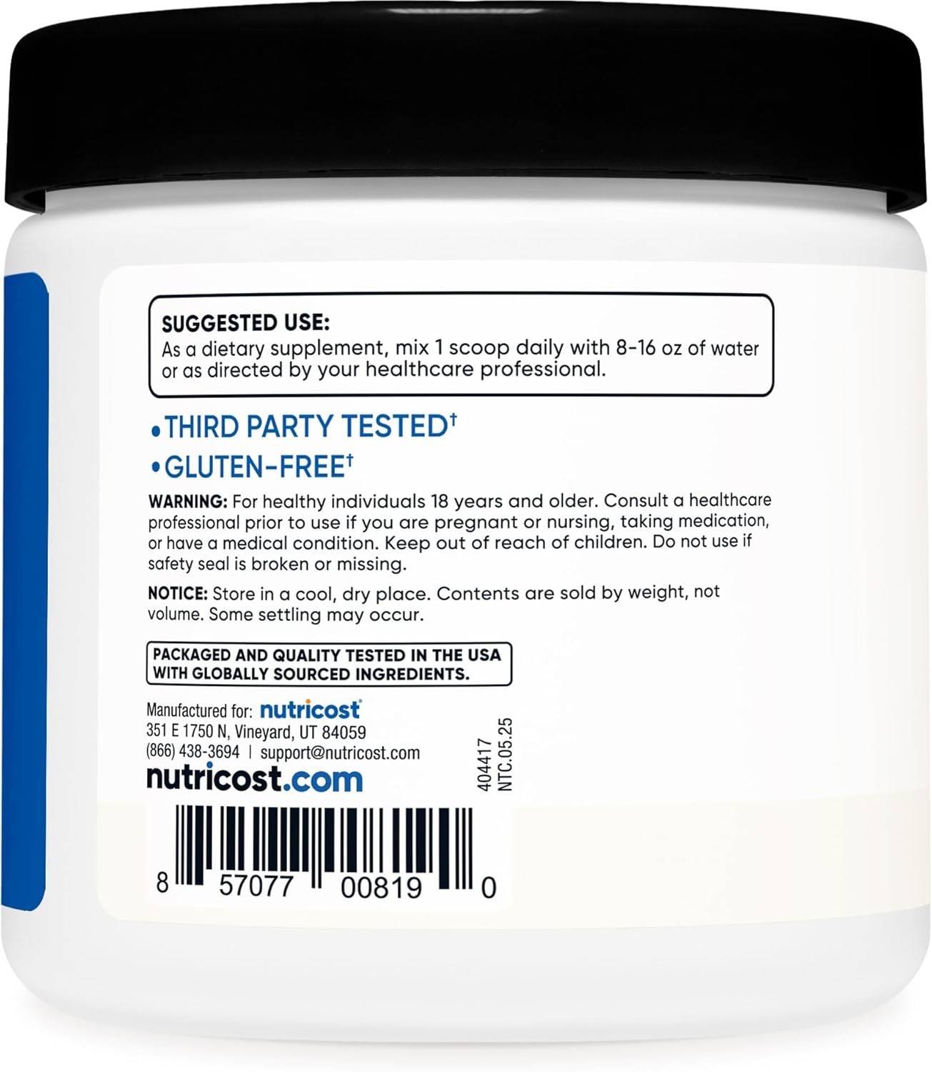 BCAA Powder 6.35 Oz – Optimal 2:1:1 Ratio, Non-GMO, 30 Servings for Performance