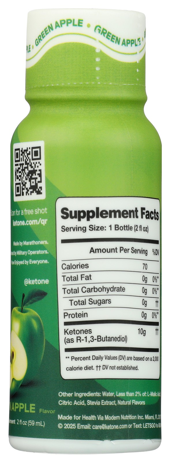 No Caffeine Green Apple Energy Shot By Ketone-Iq 2 Fl Oz 6 Pack