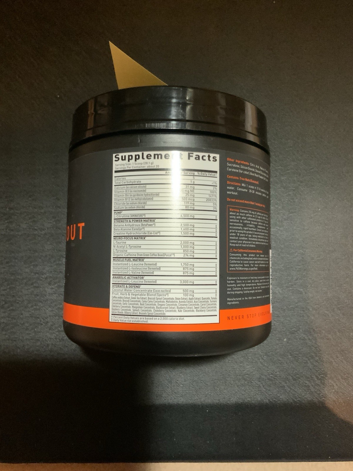 KAGED Pre-Workout Orange Crush 1.24 lb (562g) 20 Servings New SEALED
