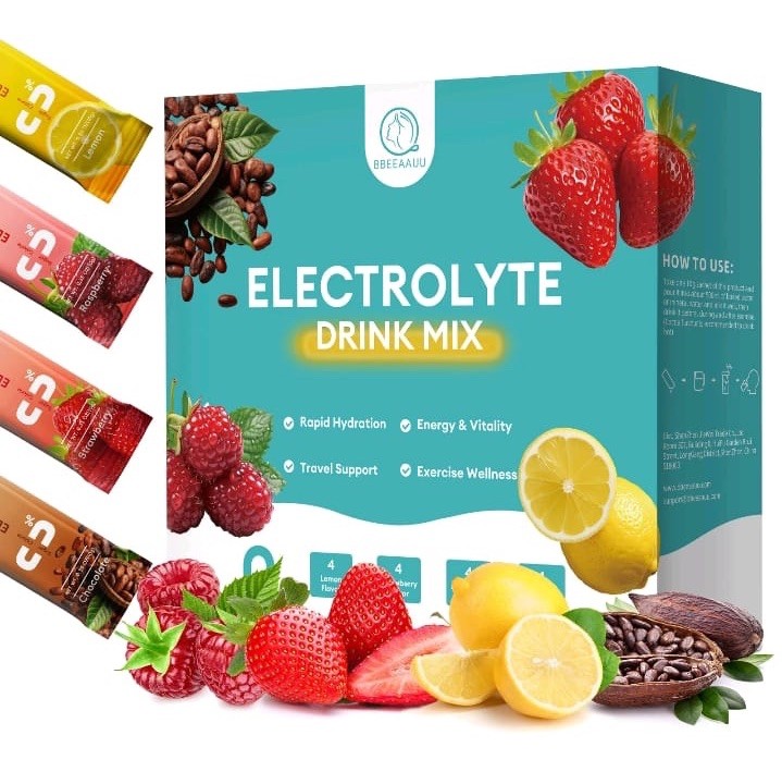 BBEEAAUU Electrolyte Powder Drink Mix Stick Packs Variety Pack Hydration